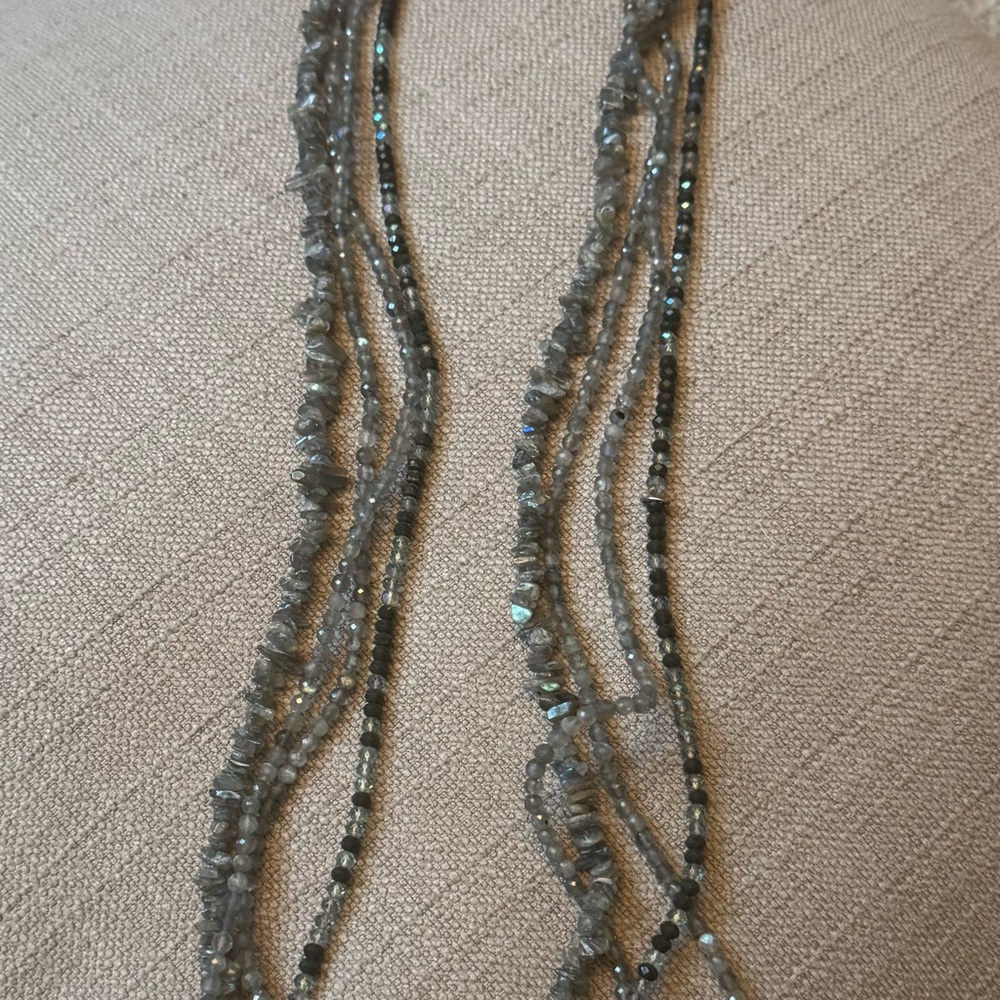 Elegant Multi-Strand Gray Necklace Set of 4